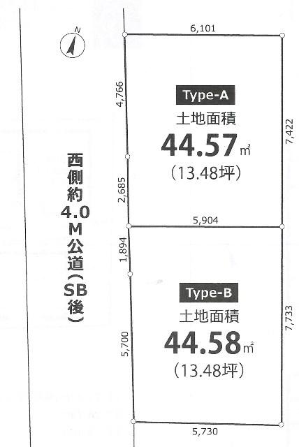 Compartment figure. Land price 34,720,000 yen, Land area 44.57 sq m