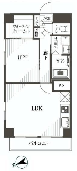 Floor plan. 1LDK, Price 21,800,000 yen, Occupied area 37.28 sq m , Balcony area 3.9 sq m