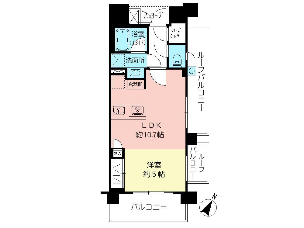 Floor plan. 1K, Price 36 million yen, Occupied area 40.33 sq m