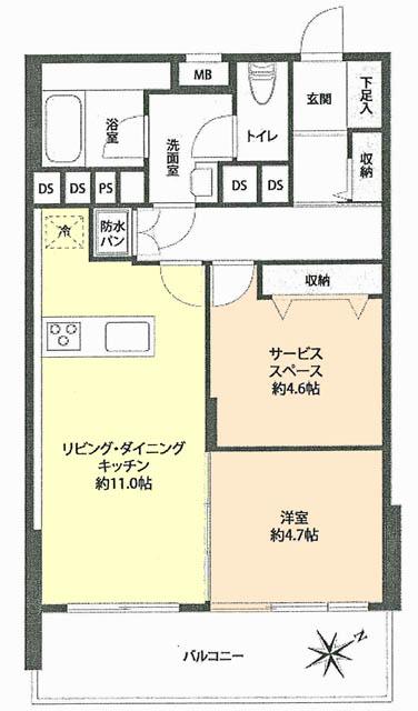 Floor plan. 1LDK + S (storeroom), Price 25,800,000 yen, Footprint 54 sq m , Balcony area 9.22 sq m