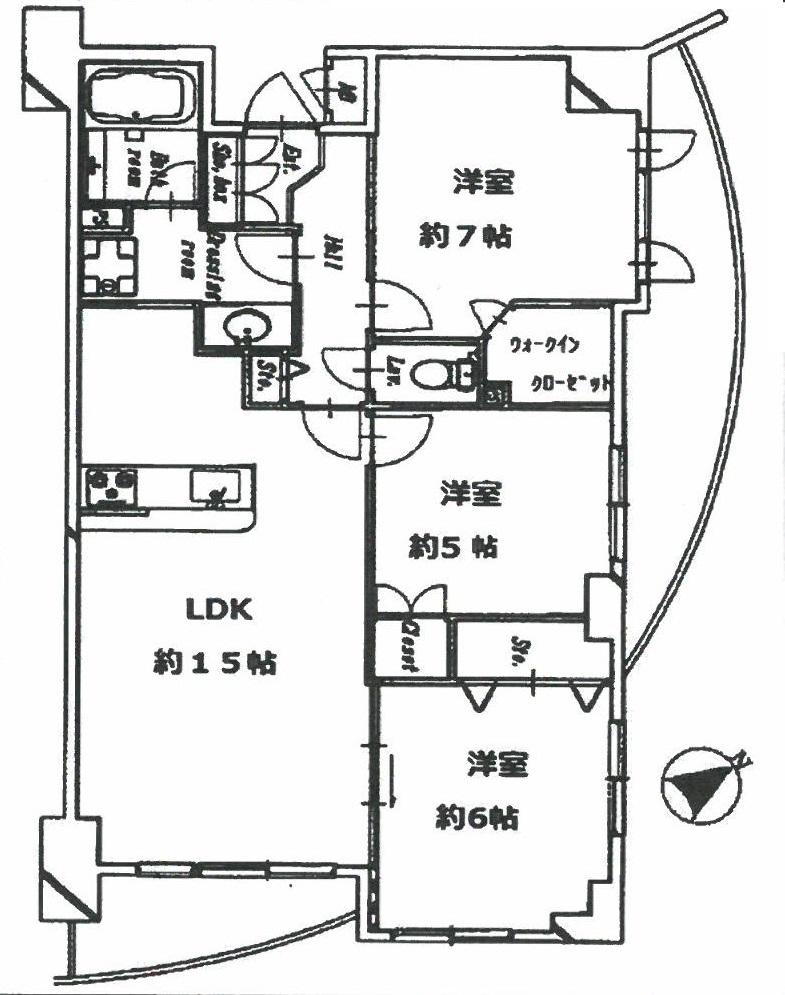 Floor plan. 3LDK, Price 47,800,000 yen, Occupied area 75.95 sq m , Balcony area 13.61 sq m