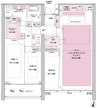 Floor: 3LD ・ K + N (storeroom) + WIC (walk-in closet), the occupied area: 132.69 sq m, Price: 198 million yen, currently on sale