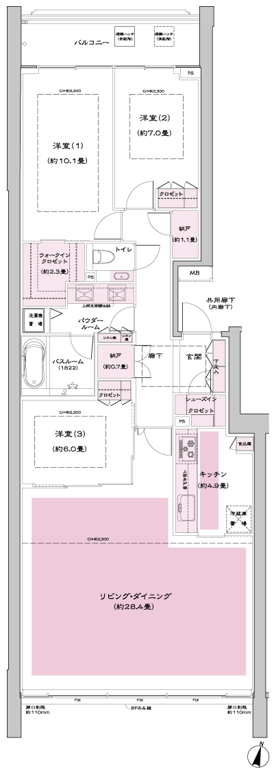 Floor: 3LD ・ K + 2N (storeroom) + WIC (walk-in closet) + SIC (shoes closet), the occupied area: 127.78 sq m, Price: 193 million yen, currently on sale
