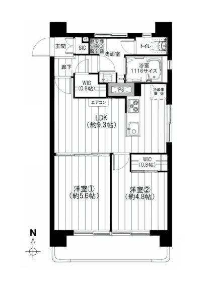 Floor plan. 2LDK, Price 22,900,000 yen, Footprint 47.7 sq m , Balcony area 4.7 sq m