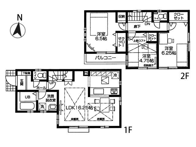Floor plan. 64,900,000 yen, 3LDK, Land area 82 sq m , Building area 81.14 sq m