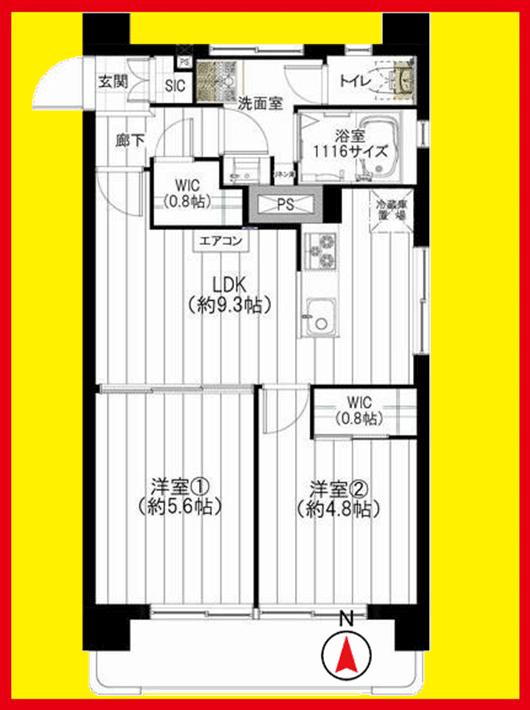 Floor plan. 2LDK, Price 22,900,000 yen, Footprint 47.7 sq m , Balcony area 4.7 sq m
