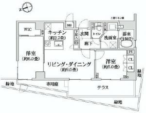 Floor plan. 2LDK, Price 34,800,000 yen, Occupied area 54.78 sq m , Balcony area 9 sq m