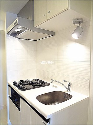 Kitchen. Two-burner gas stove with grill