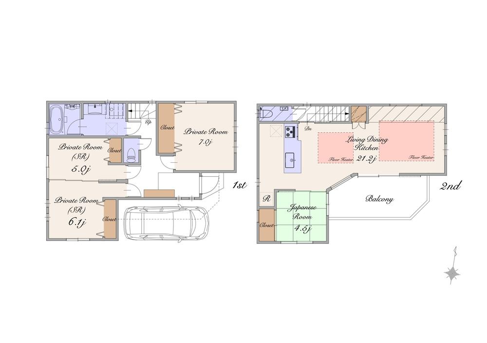 Floor plan. (A Building), Price 77,800,000 yen, 2LDK+S, Land area 92.3 sq m , Building area 108.59 sq m