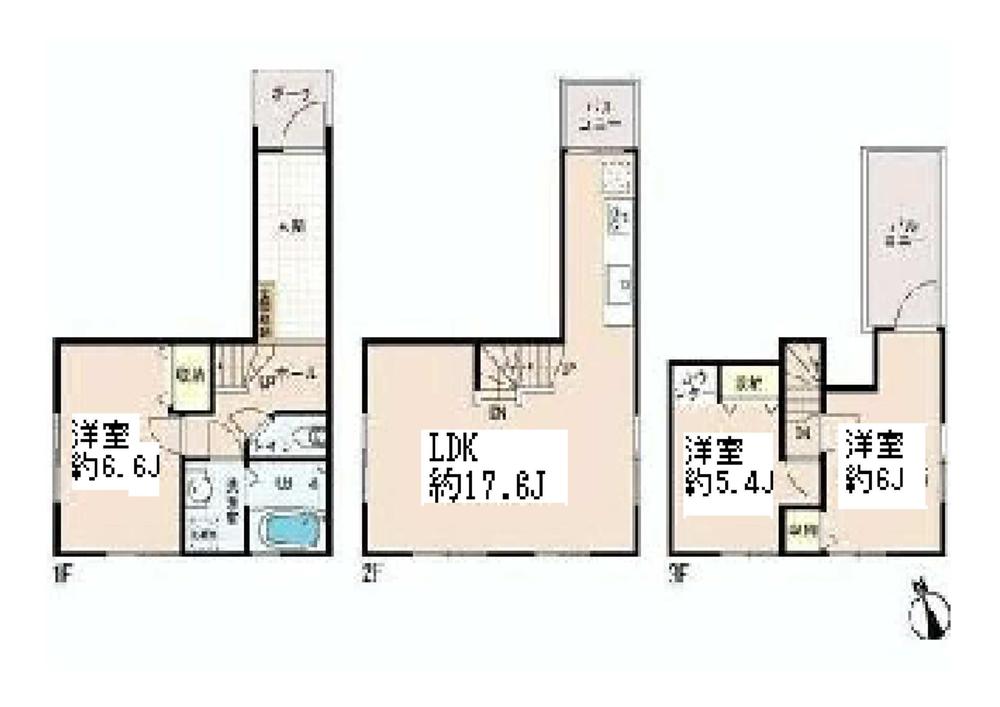 Floor plan. 55 million yen, 3LDK, Land area 64.16 sq m , Building area 82.96 sq m