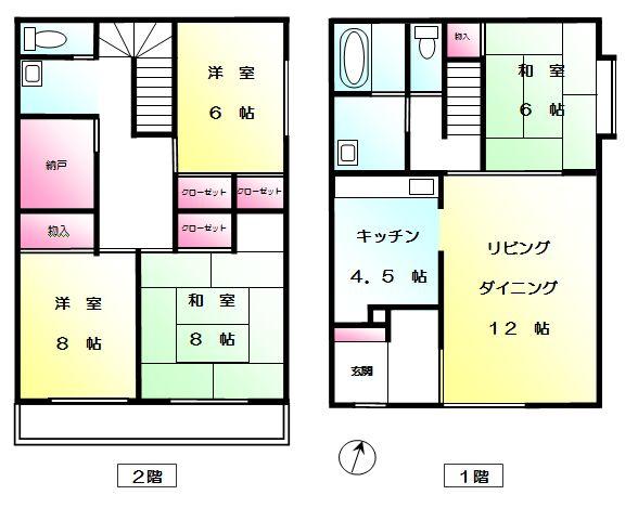 Floor plan. 69,800,000 yen, 4LDK + S (storeroom), Land area 153.71 sq m , Building area 113.02 sq m