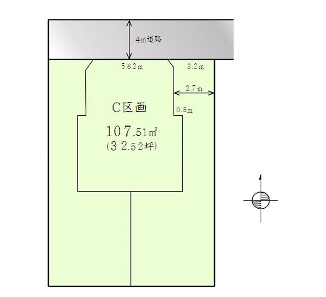 Compartment figure. Land price 59,800,000 yen, Land area 107.51 sq m C compartment