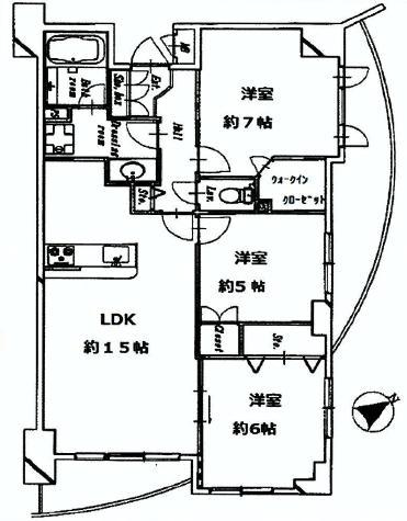 Floor plan. 3LDK, Price 47,800,000 yen, Occupied area 75.95 sq m , Balcony area 13.61 sq m