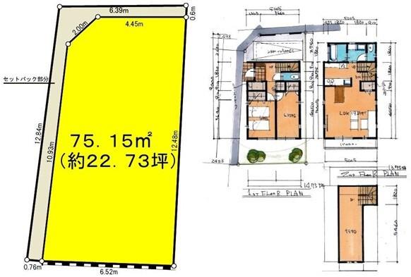 Compartment view + building plan example. Building plan example, Land price 59,800,000 yen, Land area 75.15 sq m 2SLDK Building body price 20 million yen (tax included) 113.22 square meters