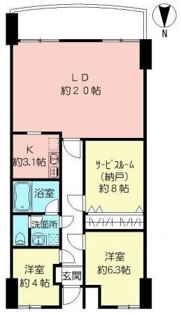 Floor plan. 3LDK, Price 45 million yen, Occupied area 79.12 sq m , Balcony area 8.21 sq m