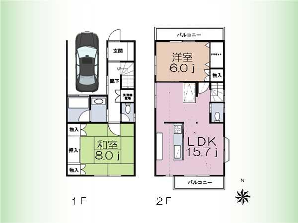 Floor plan. 51,800,000 yen, 2LDK, Land area 80.4 sq m , Building area 70.38 sq m floor plan