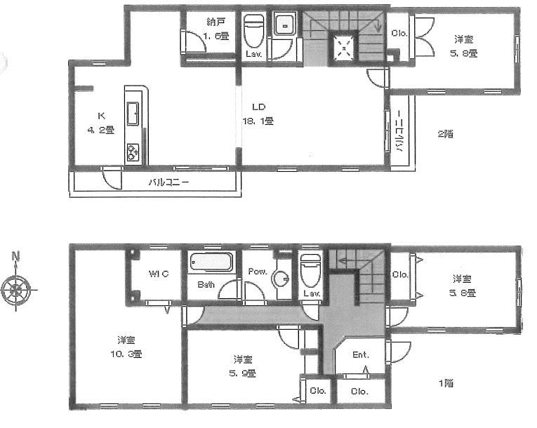 Floor plan. 98 million yen, 4LDK, Land area 118.85 sq m , Building area 128.58 sq m car space there, Also substantial storage space.