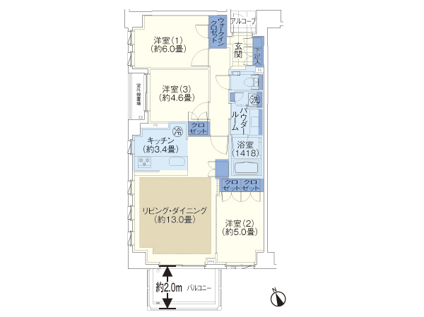  [The ・ Glanz] G-B type ・ 3LDK + walk-in closet area occupied / 72.01 sq m balcony area / 6.70 sq m alcove area / 1.75 sq m