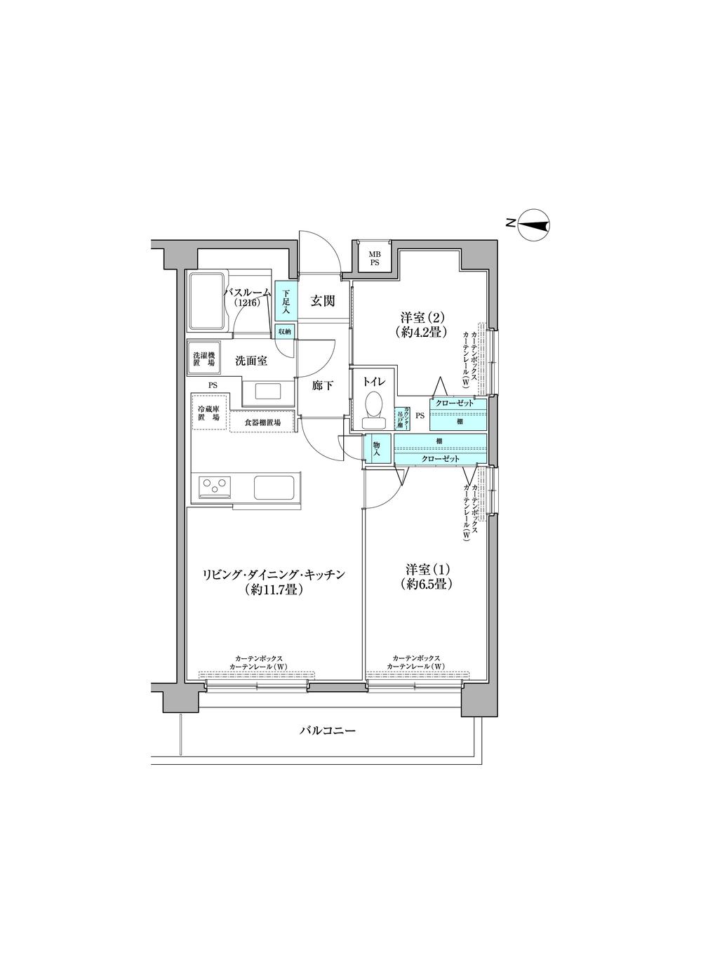 Floor plan. 2LDK, Price 40,500,000 yen, Footprint 50.3 sq m , Balcony area 8.09 sq m