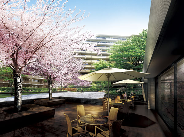 Shared facilities.  [Sakura Terrace Exterior - Rendering] Live in the midst of the garden landscape overlooking the peace and moisture.