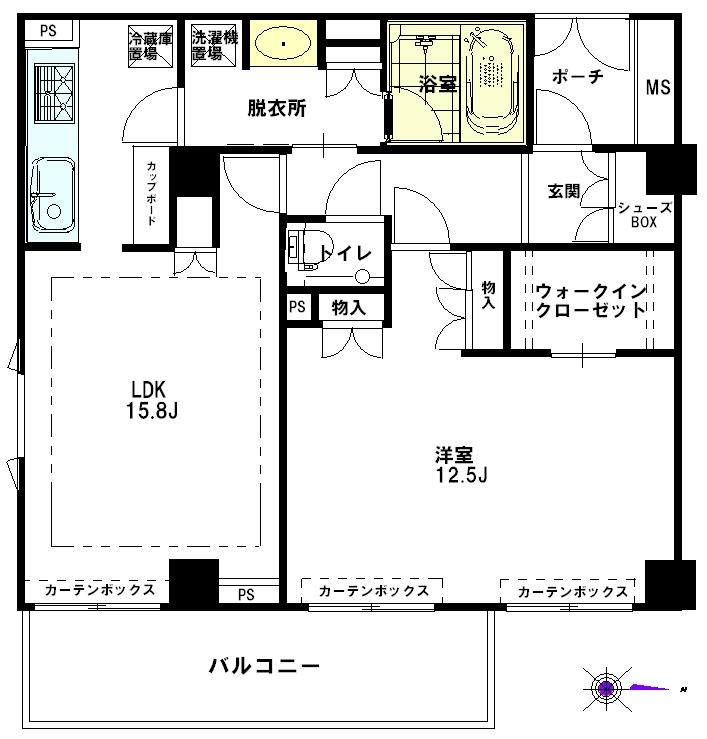 Floor plan. 1LDK, Price 59,800,000 yen, Occupied area 66.58 sq m , Balcony area 10.62 sq m 1LDK (2LDK floor plan can be changed to)