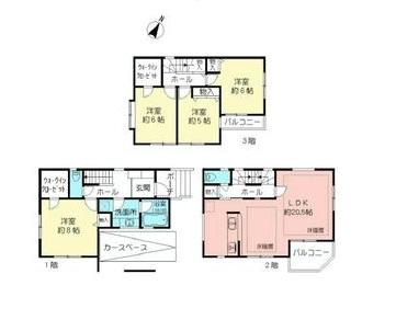 Floor plan. 69,800,000 yen, 4LDK, Land area 72.65 sq m , Building area 124.33 sq m