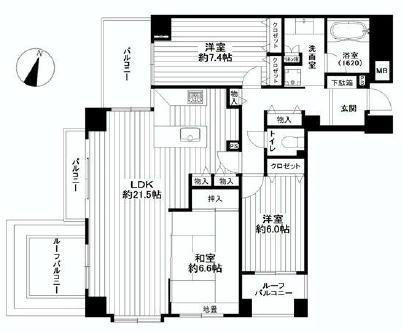 Floor plan. 3LDK, Price 42,900,000 yen, Occupied area 94.37 sq m , Balcony area 19.11 sq m