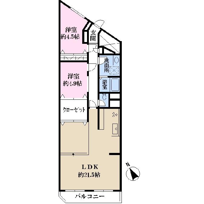 Floor plan. 2LDK, Price 26,800,000 yen, Occupied area 84.68 sq m , Balcony area 7.9 sq m