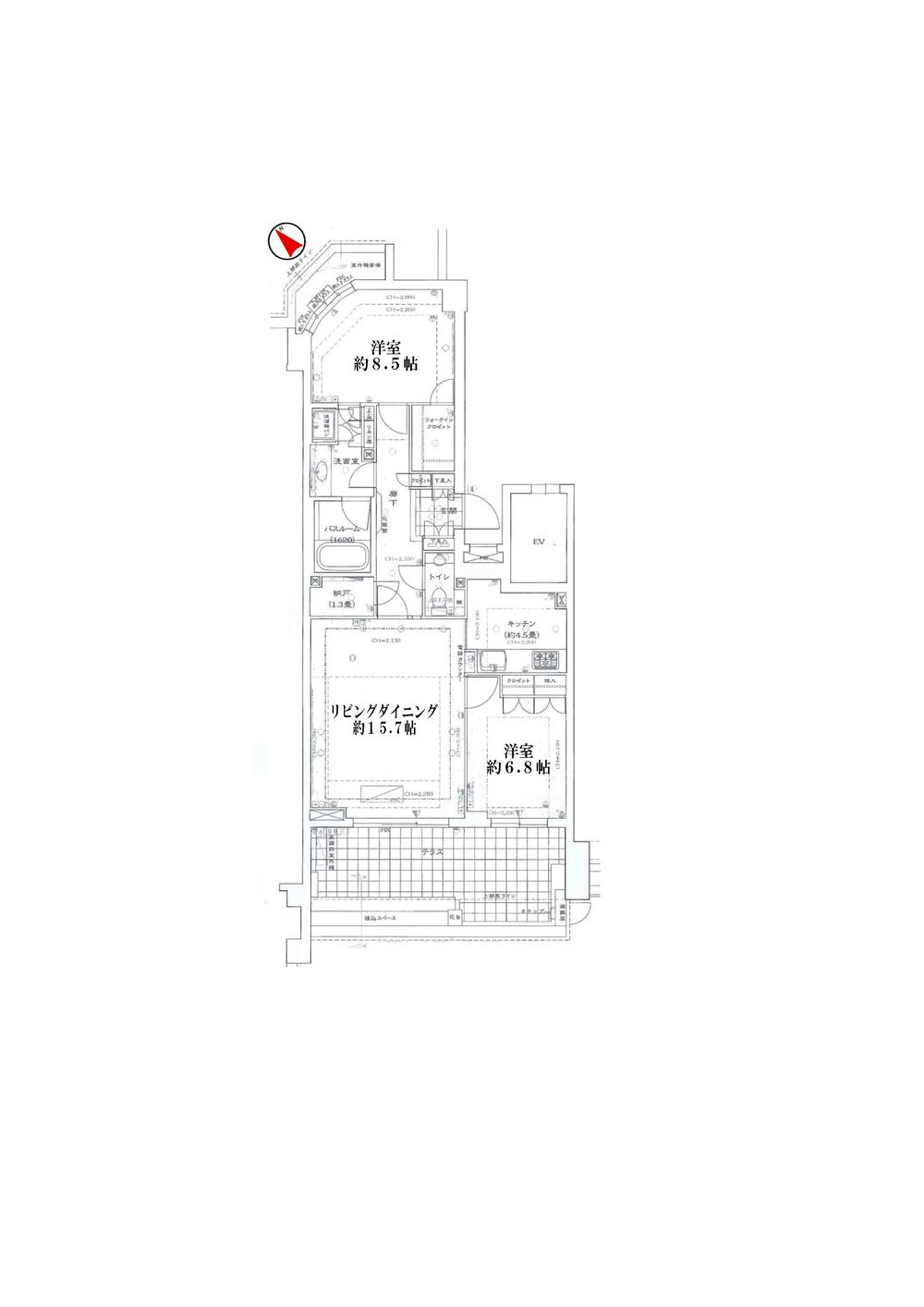 Floor plan. 2LDK + S (storeroom), Price 65 million yen, Occupied area 86.19 sq m , Balcony area 19.56 sq m Floor