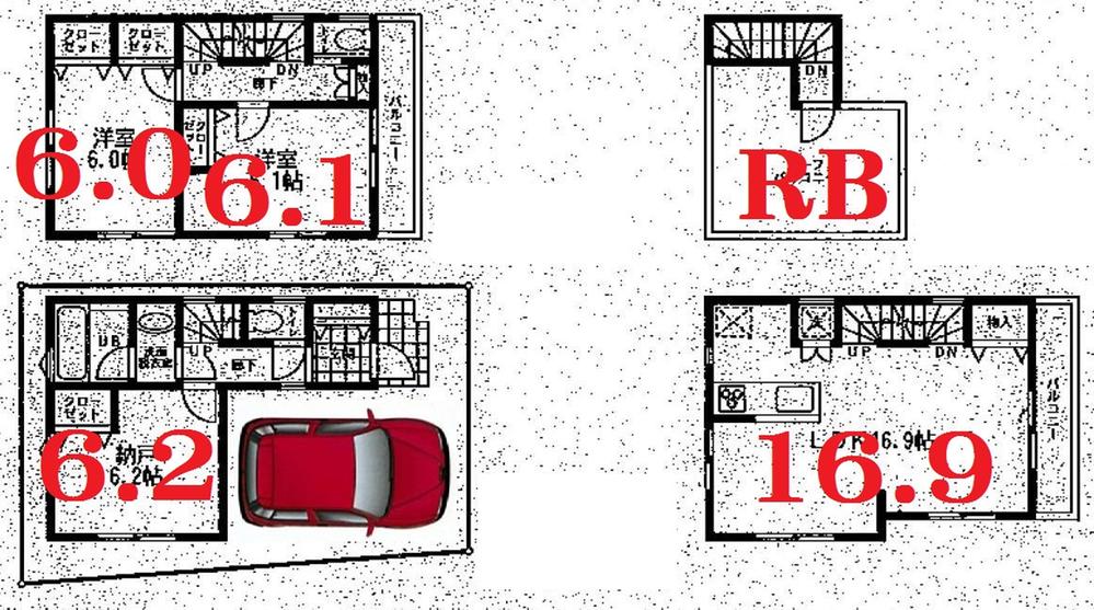 Floor plan. (1 Building), Price 48,800,000 yen, 3LDK, Land area 54.32 sq m , Building area 88.87 sq m