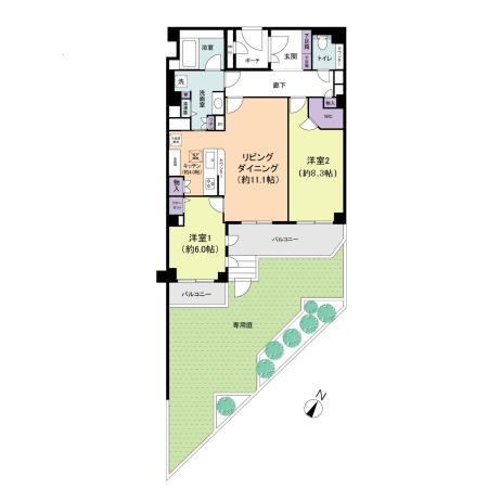 Floor plan. 2LDK, Price 47,800,000 yen, Occupied area 78.42 sq m , Balcony area 11.7 sq m