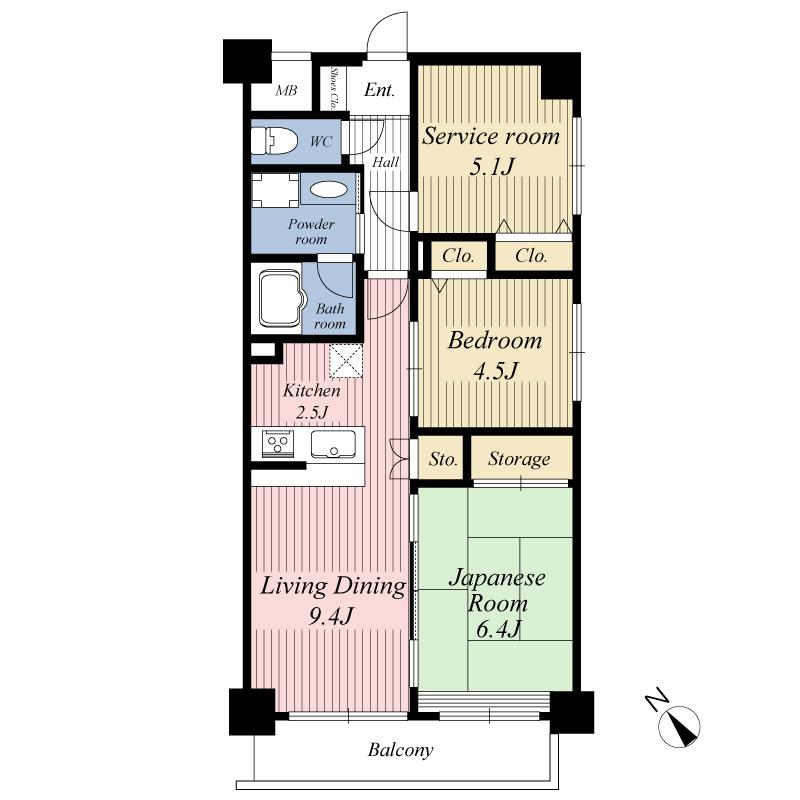Floor plan. 2LDK + S (storeroom), Price 33,400,000 yen, Occupied area 61.65 sq m , Balcony area 6.79 sq m