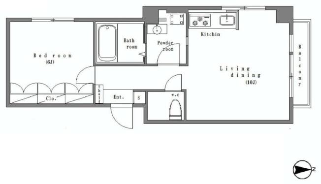 Floor plan. 1LDK, Price 17.8 million yen, Footprint 41.9 sq m , Balcony area 1.96 sq m second Seibi Music Mansion