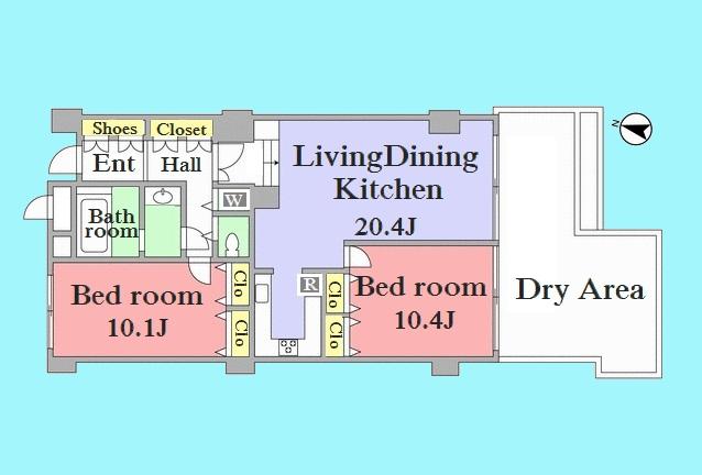 Floor plan. 2LDK, Price 57,800,000 yen, Occupied area 93.46 sq m