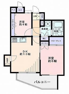 Floor plan. 2DK, Price 23.5 million yen, Occupied area 45.85 sq m , Balcony area 7.99 sq m