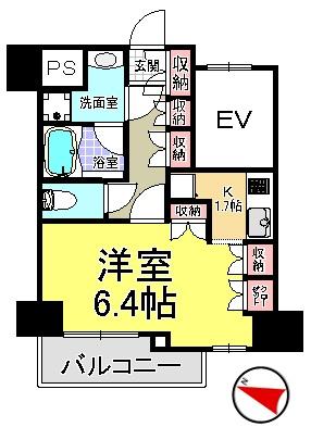 Floor plan. 1K, Price 19,800,000 yen, Footprint 25.5 sq m , Balcony area 3.18 sq m