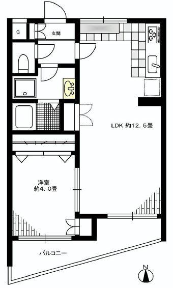 Floor plan. 1LDK, Price 20.8 million yen, Occupied area 39.34 sq m , Balcony area 6.7 sq m