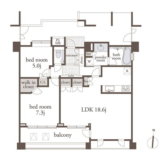 Floor plan. 2LDK, Price 51,900,000 yen, Occupied area 70.03 sq m , Balcony area 10.83 sq m floor plan (floor plan can be changed to 3LDK) ※ Additional cost is cost