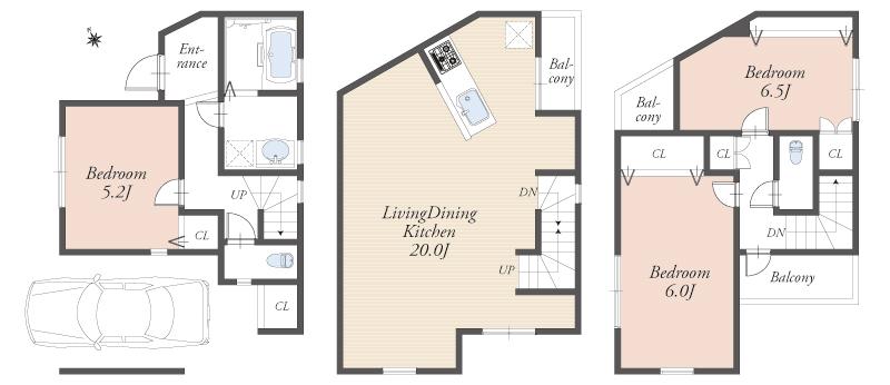 Floor plan. (A), Price 59,800,000 yen, 3LDK, Land area 52.71 sq m , Building area 101.21 sq m