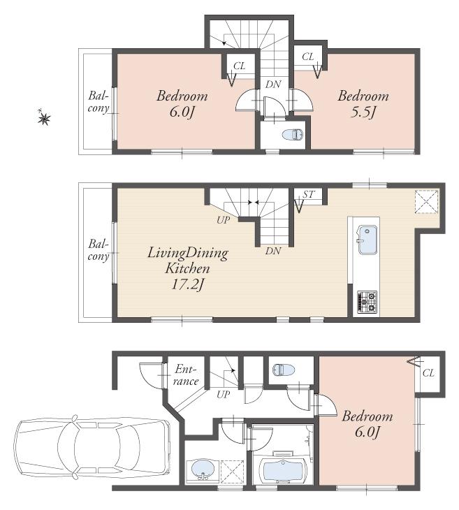 Floor plan. (C), Price 54,800,000 yen, 3LDK, Land area 51.59 sq m , Building area 88.36 sq m