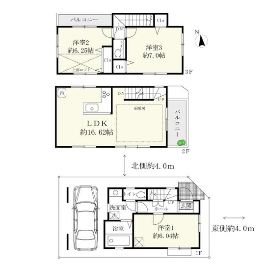 Floor plan. 54,800,000 yen, 3LDK, Land area 53.3 sq m , Building area 80.92 sq m floor plan [All rooms are 6 quires more. ]