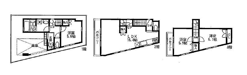 Floor plan. 60,800,000 yen, 3LDK, Land area 55.52 sq m , Building area 83.49 sq m C Building 60,800,000 yen