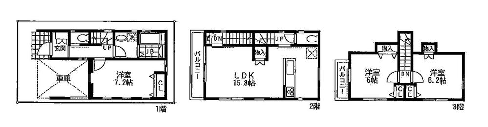 Floor plan. 60,800,000 yen, 3LDK, Land area 55.52 sq m , Building area 83.49 sq m B Building 62,800,000 yen
