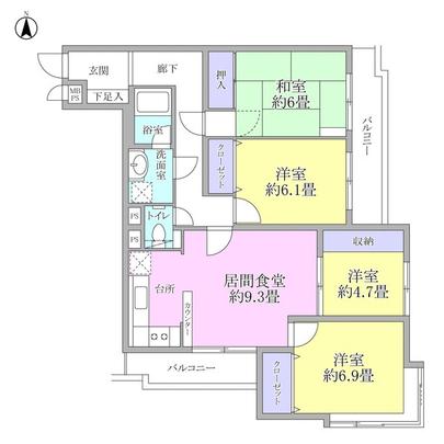 Floor plan. 4LDK type of occupied area 85.06 sq m