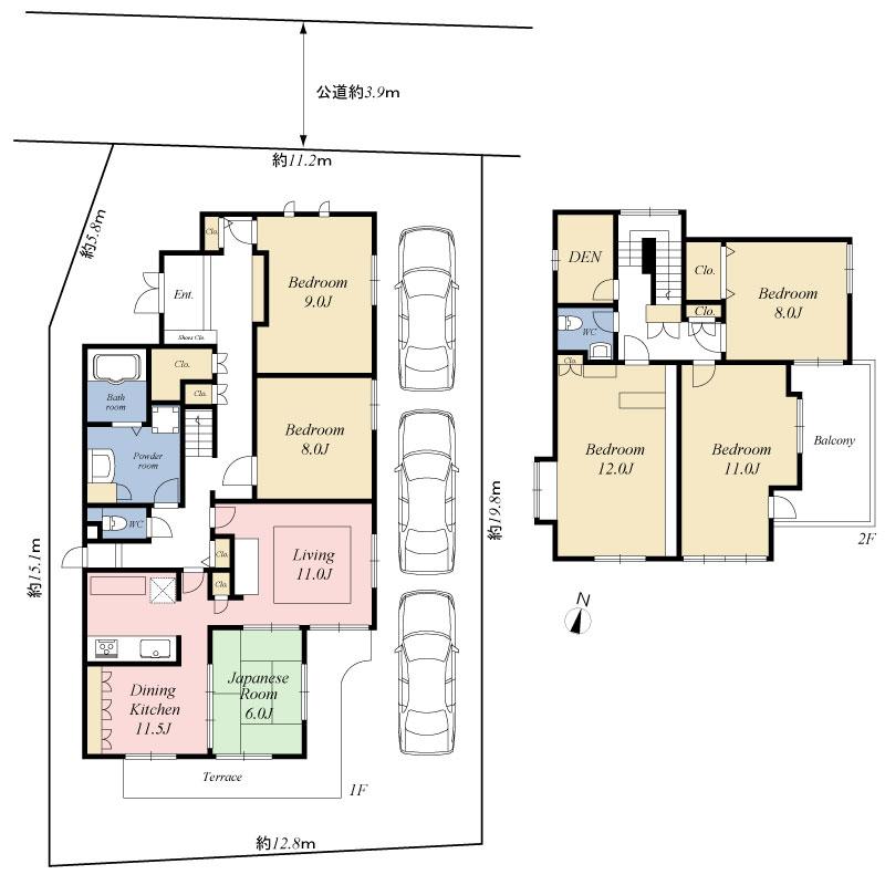 Floor plan. 165 million yen, 6LDK + S (storeroom), Land area 257.74 sq m , Building area 188.45 sq m