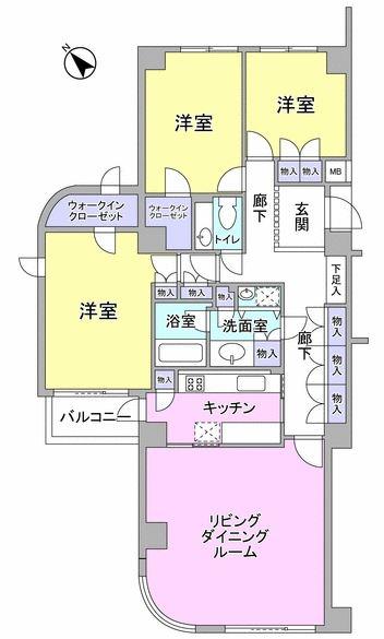 Floor plan. 3LDK, Price 57,800,000 yen, Footprint 120.53 sq m , Balcony area 3.92 sq m