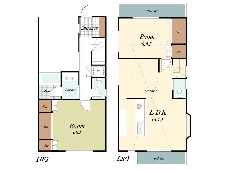 Floor plan. 51,800,000 yen, 2LDK, Land area 80.4 sq m , Building area 70.38 sq m