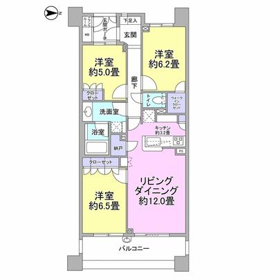 Floor plan.  [Floor plan] 3LD of the occupied area 75.26 sq m ・ K type