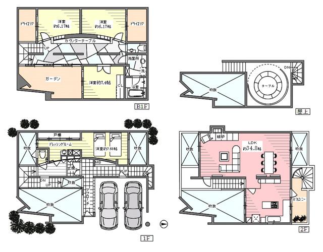 Floor plan. 128 million yen, 4LDK, Land area 134.03 sq m , Building area 177.04 sq m