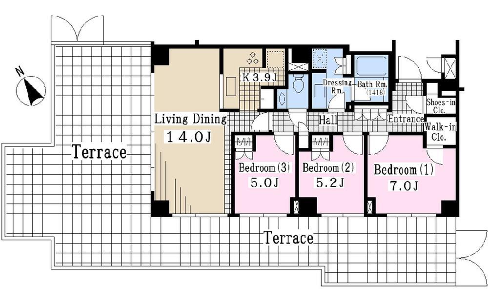 Floor plan. Terrace, Southwest angle dwelling unit!